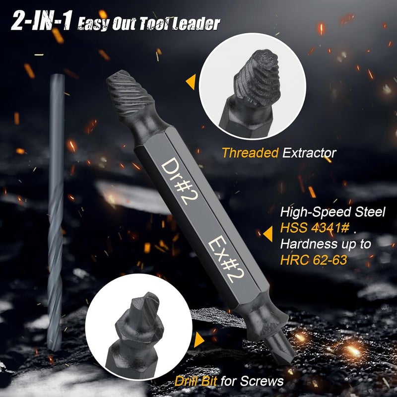 Topec 16PCS Damaged Screw Extractor Set and Left Hand Drill Bit Set, Easy Out Screw Extractor Set with Storage Case, Suitable for Remove Broken, Rusty, Stripped Screw - Image 3